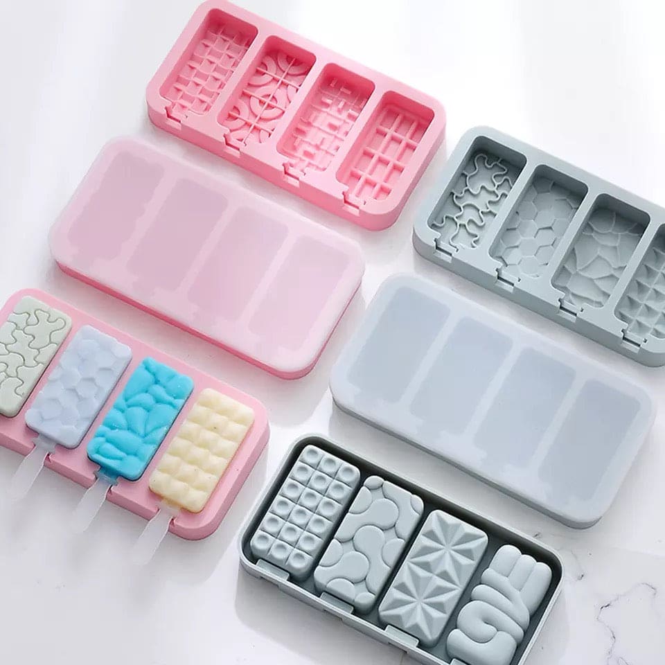 Set Of 4 Creative Ice Cream Molds, Silicone Ice Cream Mold, Ice Cube Tray Popsicle Molds, Frozen Ice Cube Molds, Homemade Freezer Ice Lolly Mold Set Of 4 Creative Ice Cream Molds, Silicone Ice Cream Mold, Ice Cube Tray Popsicle Molds, Frozen Ice Cube Molds, Homemade Freezer Ice Lolly Mold